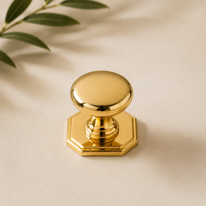 Bouton de meuble octogonal en laiton avec poignée en dôme rond pour tiroirs de cuisine, armoires, commodes et meubles - Product Image 1