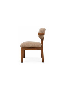 Fauteuil moderne en bois massif avec siège rembourré et dossier incurvé, chaise de salle à manger de style mid-century pour restaurant et mobilier d'hôtel - Product Image 4