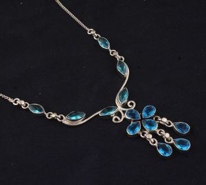 Blue Topaz Sterling Silver <b>Necklace</b> December Birthstone Handmade Gemstone Pendant Jewelry Gift For Women - Product Image 2