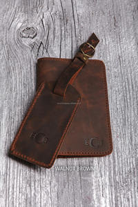 Cartera de pasaporte personalizada para hombre, Funda de cuero genuino y conjunto de etiquetas de equipaje, de tipo billetera de cuero genuino para hombre, de la marca de la moda - Product Image 4