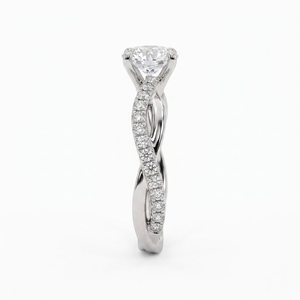 Bague de fiançailles et de mariage vintage en or blanc 14 carats avec diamant de laboratoire certifié IGI, bijoux d'anniversaire - Product Image 3
