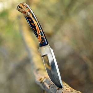 UA Supplies Industrial Grade 10" Hand Forged Carbon Steel <b>Mirror</b> Polish <b>Clip</b> Point Fixed Blade Hunting Knife Pine Cone Handle - Product Image 4