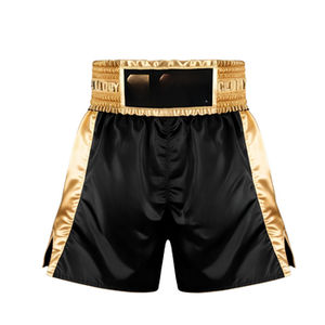 Shorts de boxe d'entraînement pour hommes 100% polyester, taille mi-haute, fermeture élastique, séchage rapide, respirant, logo personnalisé, jambe longue avec protection intégrale - Product Image 2