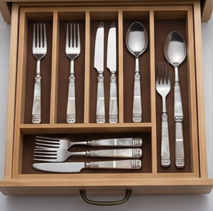 Ensemble de couverts classiques en acier inoxydable avec manches en nacre, fourchette, couteau et cuillère pour la cuisine et la salle à manger - Product Image 5