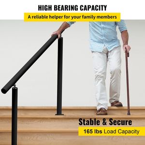 Dispositivi di Assistenza: Corrimano in Alluminio Nero da 3 Piedi per Anziani, Kit Ringhiera per Scale con Angolo Regolabile da 1-3 Gradini - Product Image 4