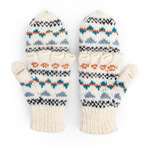 Himalayan Luxury Hand-Knit Merino <b>Wool</b> Wrist-Length <b>Gloves</b> Striped Pattern Fleece Lining Touchscreen Compatible Winter Wear - Product Image 2