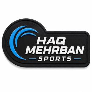 HAQ MEHRBAN SPORTS 3D Embossed Rubber Eco-Friendly Roll Logo Patch Rectangle Laser Cut Heat Transfer Printing Garment Label - Product Image 4