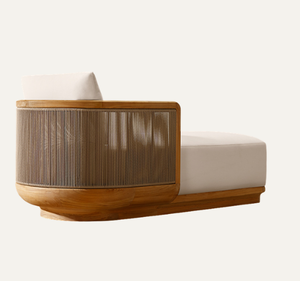 Chaise longue élégante en teck tressé, résistante aux UV, style moderne, pour parc, hôtel, extérieur, resort, villa, mobilier de jardin - Product Image 2