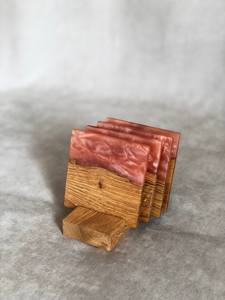 Handcrafted Wooden And Resin <b>Drink</b> <b>Coasters</b> With Storage Stand For Home Kitchen Office Guest Hosting And Stylish Table Use - Product Image 2