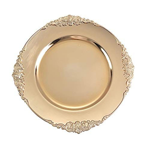 Assiettes de présentation rondes en or rose perlé, métalliques et décoratives, pour les mariages et les événements gastronomiques - Product Image 5