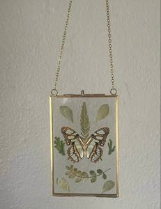 Marco de fotos colgante de latón vintage de doble cara para fotos flotantes, para decoración de pared con arte botánico de flores prensadas. - Product Image 1
