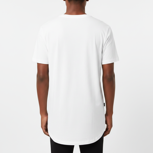 Mens High Quality Curved Hem T Shirt No Wrinkle Cotton Polyester Daily Outfit with Custom <b>Tag</b> Solid Pattern Knitted Fabric - Product Image 3