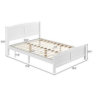 Testiera curva FCH in pino massello a strato singolo con strisce verticali, letto in legno bianco con piedi coordinati e base completa - Product Image 3