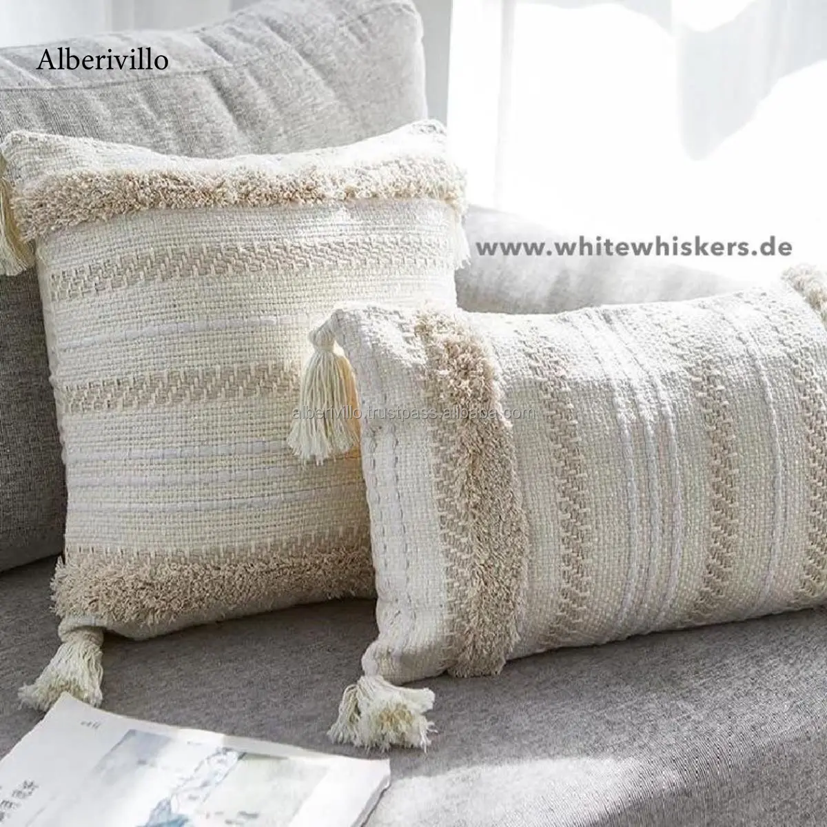 Bohemian Cushion Cover Set with Tassel for Outdoor Customized Cotton Handwoven Home Decor Outdoor Pillow Case