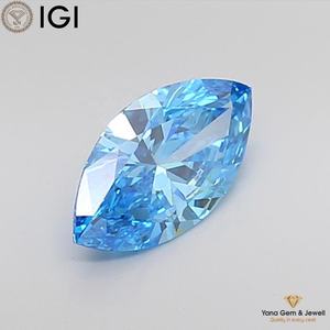 Diamante Cultivado en Laboratorio con Certificado IGI, Claridad VS1, Color Azul Intenso, Corte Marquesa, 1.50 Quilates, para Anillo de Uso Diario - Product Image 3