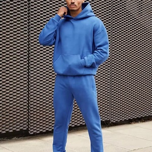 High Quality Custom Logo No String Blank Winter Solid Tracksuit for Men Street Wear <b>Drop</b> Shoulder Pullover Plain Men's - Product Image 5