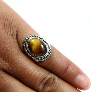 Vintage Style <b>Tiger</b>-<b>Eye</b> Gemstone <b>Ring</b> Made of Solid 925 Sterling Silver Natural Oval Cut Gemstone Handmade Bohemian Jewelry - Product Image 3