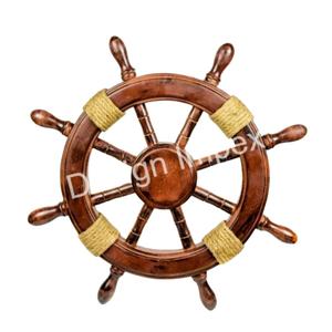 Roue de navire en bois poli intérieur artisanat décoratif respectueux de l'environnement roue de navire ronde Sculpture articles cadeaux nautiques - Product Image 1