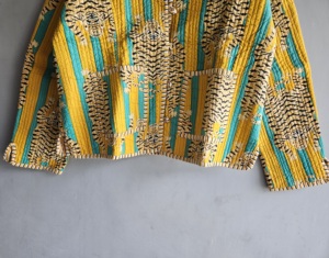 เสื้อแจ็คเก็ตผ้าควิลท์ คอจีน ลายเสือ สีเหลือง-น้ำเงิน ลายทาง แขนยาว สำหรับฤดูร้อน สวมใส่สบายๆ เหมาะเป็นของขวัญสำหรับเธอ - Product Image 3