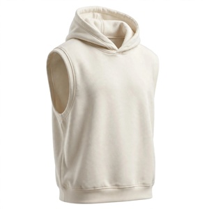 <b>Men's</b> <b>Sleeveless</b> Hooded Fleece Vest Regular Fit Solid Color Casual Wear - Product Image 4