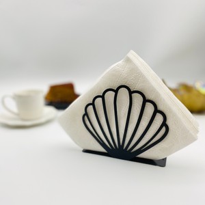Modern Metal Napkin Holder Shell Design Free Standing <b>Table</b> Decorative Stand - Product Image 1