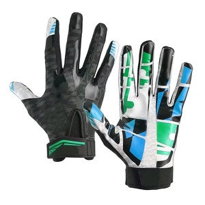 Gants de football américain pour adultes, les plus vendus en gros, légers, respirants, en cuir, paume adhérente, ajustables, à doigts complets avec fermeture auto-agrippante - Product Image 5