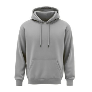 Sudadera con Capucha Gris Básica para Hombre, Hombros Caídos, Unisex, de Algodón y Felpa, GRIS - Product Image 1