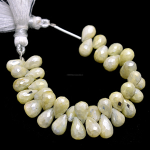 ลูกปัดซิลลิมาไนต์สีเหลืองธรรมชาติคุณภาพสูงระดับพรีเมียม รูปทรงหยดน้ำเหลี่ยมเพชรพลอย ขนาด 7x5 มม. ถึง 8x6 มม. ความยาว 4 นิ้ว รับรองโดยบุคคลที่สาม สำหรับทำเครื่องประดับ - Product Image 1