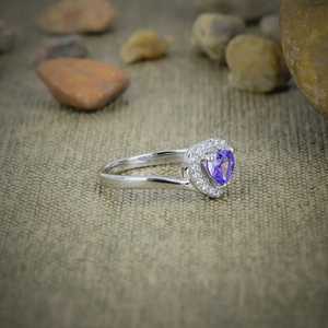 Natural Tanzanite <b>Quartz</b> 925 Sterling Silver <b>Ring</b> White Zirconia Accent Handmade Fine Gemstone Jewelry Gift - Product Image 3