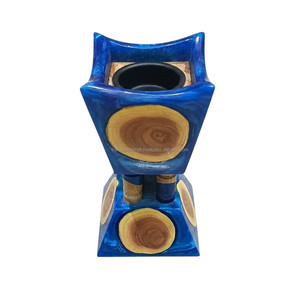 Quemador de Incienso de Resina Azul Hecho a Mano de Lujo, Soporte de Incienso Árabe de Madera Natural para una Decoración Elegante del Hogar - Product Image 2