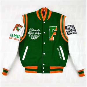 Chaqueta Universitaria de Alta Calidad al por Mayor de la Universidad de Florida A&M, Chaqueta Clásica Letterman para Hombre y Mujer, Ropa Exterior de Béisbol Universitaria - Product Image 1