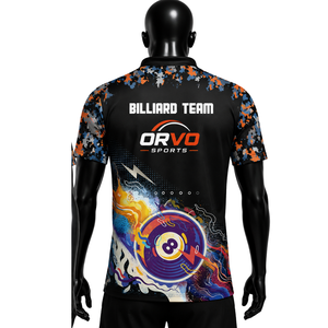 เสื้อโบว์ลิ่งผู้ชาย ORVO Sports แขนสั้น พิมพ์ลายแบบ Sublimation ระบายอากาศ แห้งเร็ว ผ้าเทอร์รี่ โพลีเอสเตอร์ 100% สวมใส่สบายๆ สำหรับเล่นกีฬา - Product Image 6