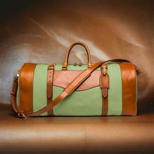 Bolsa de viaje de lona y cuero impermeable, estilo vintage, tipo duffel, equipaje de mano, bolso de fin de semana, bolsa de gimnasio, gran capacidad, Smart LCTB-0035 - Product Image 1