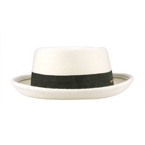 Wholesale Misi Unisex Wide-Brim Felt Fedora Contrast <b>Brown</b> Ribbon Metal Detail 100% <b>Wool</b> Breathable Fabric for Business Party - Product Image 4