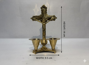 Brass Crucifix Dual <b>Candle</b> Holders Art Deco Design Eco-Friendly Christian Altar Decor Holy Cross <b>Candle</b> Stand <b>Prayer</b> Room Church - Product Image 3