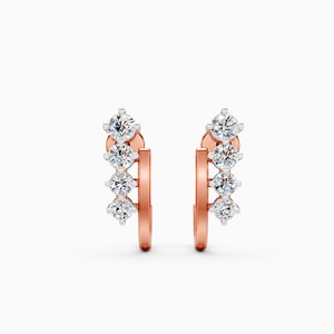 Elegantes pendientes de línea moderna con diamantes cultivados en laboratorio de 0,58 quilates en oro amarillo, blanco y rosa de 9 quilates. - Product Image 1