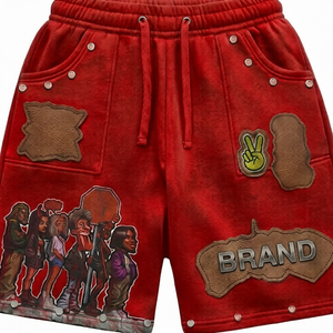 Conjunto de Camiseta con Estampado de Diamantes de Imitación Personalizada Glory, 100% Algodón Jersey, Estilo Moderno, Camiseta de Doble Manga con Pantalones Cortos Estampados para Unisex - Product Image 4