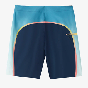 Shorts Deportivos para Hombre con Bloques de Color, Azul Marino Sólido con Paneles Azul Claro, Cintura Elástica, Secado Rápido, Estilo Deportivo, Poliéster Tejido - Product Image 2