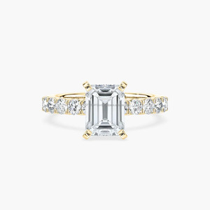 Anillo de Compromiso Minimalista con Diamante Cultivado en Laboratorio, Corte Esmeralda de 2 Quilates, Certificado IGI, Oro Amarillo de 14k, Banda de 2mm, para Mujer - Product Image 4