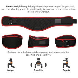Cinturón de soporte de cintura ajustable y transpirable para levantamiento de pesas, entrenamiento de fuerza, unisex, cierre de hebilla de poliéster y elastano, negro y rojo - Product Image 2