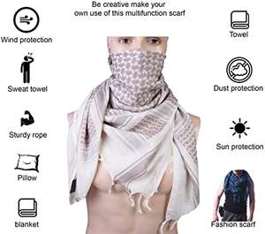 Foulard Shemagh Keffiyeh tactique carré pour homme avec logo personnalisé, 100% coton, couvre-chef arabe, pour le désert, la randonnée, le camping, en gros, OEM - Product Image 2