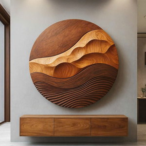 Art mural rond en bois biologique fait à la main, sculpture en bois abstraite moderne pour les intérieurs, pour les anniversaires, cadeau pour la maison - Product Image 5