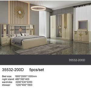 Modern Bedroom Set 35532-120A <b>Queen</b> <b>Size</b> Wood Furniture With Lighted Headboard And Mirror Wardrobe - Product Image 3