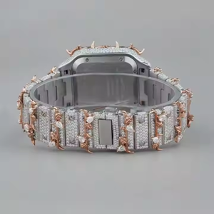 Montre Hip Hop Automatique Personnalisée en Or Rose avec Diamants Moissanite, Bracelet en Acier Inoxydable Élégant et Luxueux, Mouvement Quartz Complet - Product Image 3