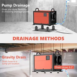 110 Pints Commercial Grade Metal <b>Dehumidifier</b> for Basement Warehouse 220v Industrial Crawl Space Unit with Drain Hose - Product Image 5