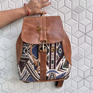 Hot Selling Real Leather Handmade Jacquard Leather Backpack Rucksack Multi Uses Backpack Designer Women's Western Uses Backpack - Product Image 1