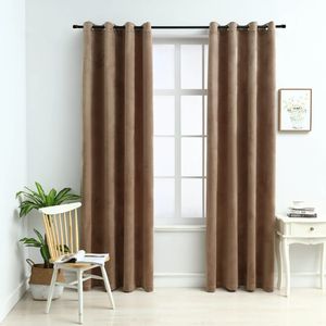 Beige 54 "x 63" tende oscuranti velluto con anelli Set 2 pezzi - Product Image 1