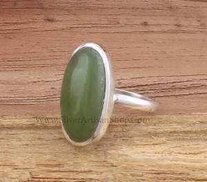 Anillo de Jade Verde Natural, Anillos Sencillos para Mujer y Hombre, Plata de Ley 925, Anillo de Dedo Minimalista con Piedra Preciosa, Joyería al por Mayor - Product Image 4