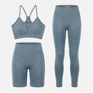 Ensemble de yoga 2 pièces North Approach, fermeture éclair intégrale sur le devant, noir uni, tissu respirant, vêtements de sport pour femmes - Product Image 1