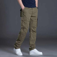Pantalon cargo léger et confortable pour homme, en tissu respirant, avec braguette boutonnée, design élégant à revers, coupe droite décontractée, taille mi-haute